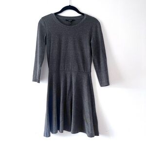 Forever 21 Dark Grey Skater Dress 3/4 Length Sleeves